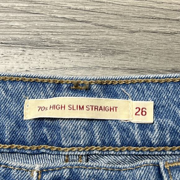 Levi's Premium 70s High Slim Straight Jeans Womens Size 26 Light Wash Denim - Picture 5 of 7